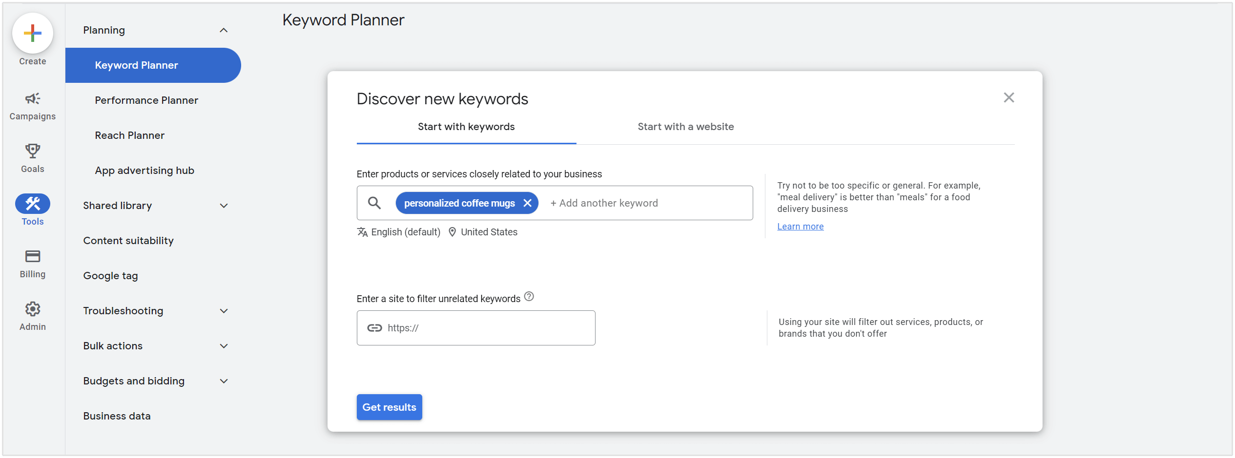 hoe niche trefwoorden te vinden met google keyword planner